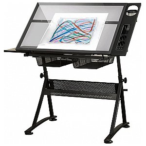 DNA PRO DESK 1 biurko stół kreślarski z szufladami szkło hartowane 120x60 cm 1/6